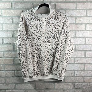 Aerie Half Zip Cheetah Knit Sweater- Size XS